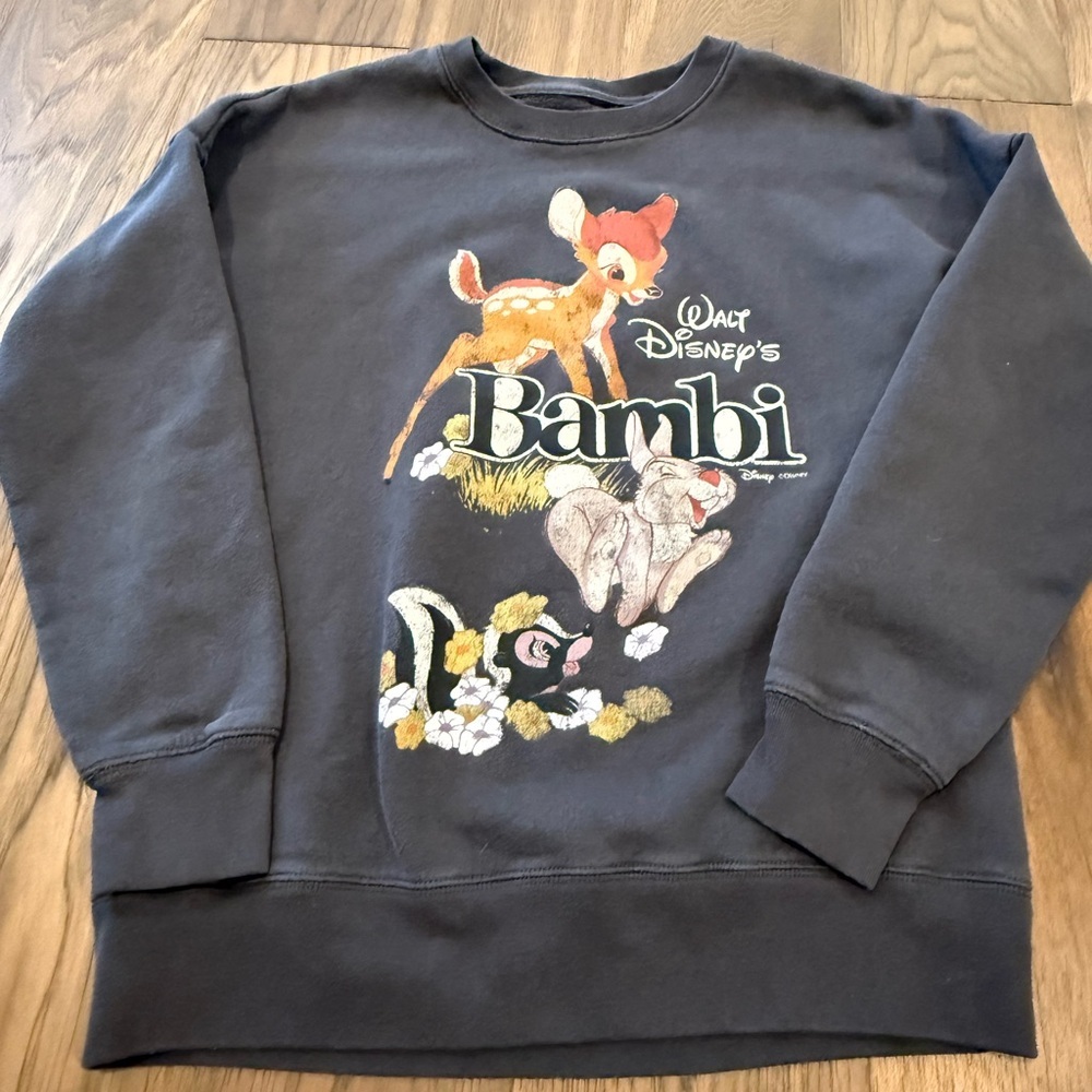 Abercrombie Kids legging-friendly bambi graphic crew sweatshirt dark grey 13/14